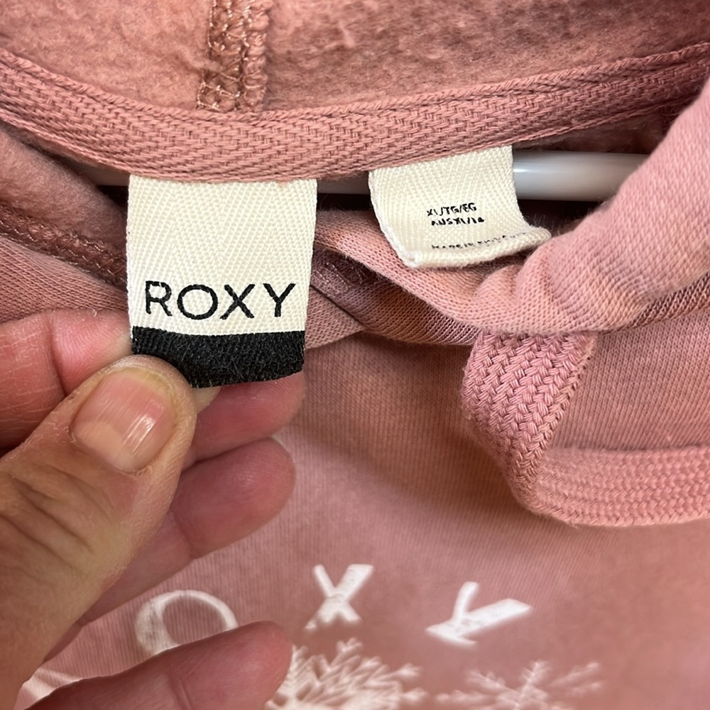 Roxy Pink Hoodie Sweatshirt with Graphic Design - Picture 6 of 7